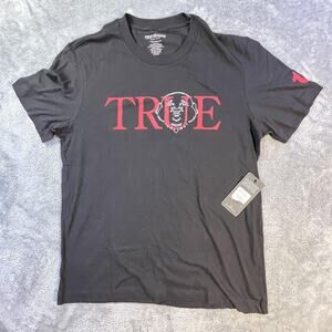 True Religion Shirt Mens XL Black Red Graphic Buddha Crystal Tee T-Shirt New
